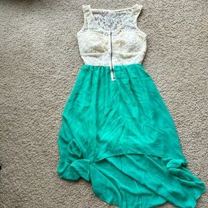 January 7 Lace Dress with Emerald Skirt